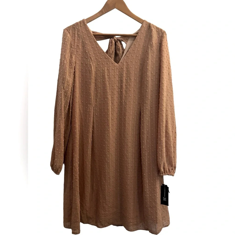 INC Womens Size Medium Chiffon Back Tie Shift Dress Color Hazel Wood